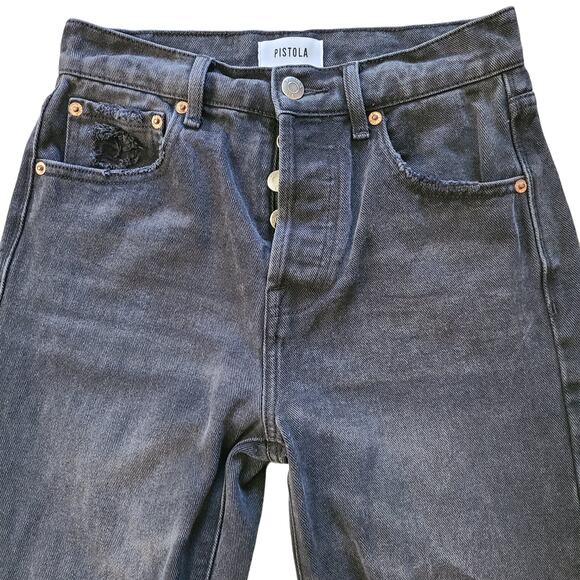 PISTOLA Keaton Distressed Straight Leg Busted Knee Jeans Black P6430FBK-TAU ‎ 24 - Picture 4 of 16